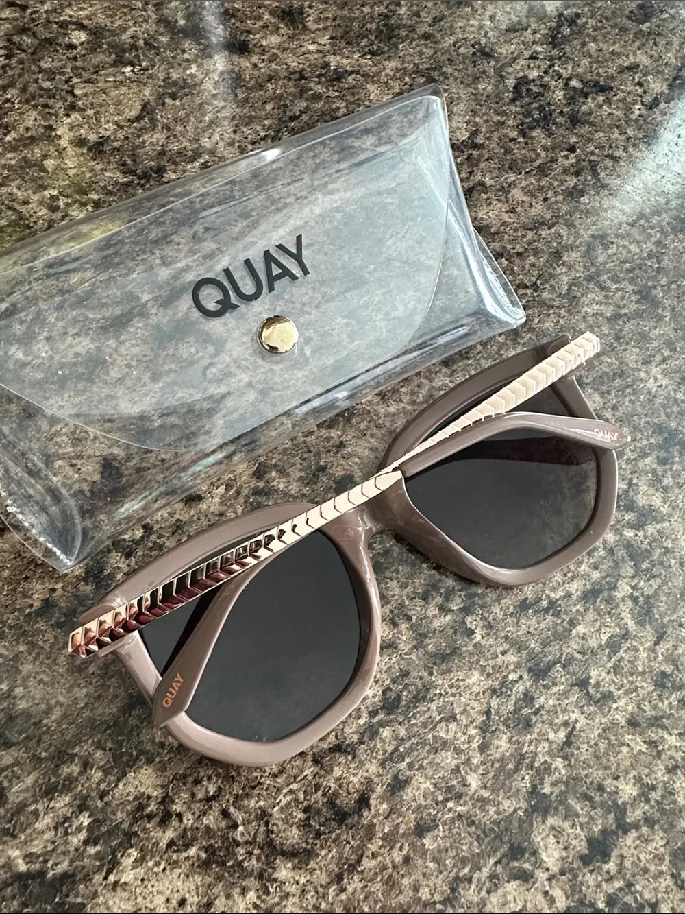 Quay Australia Taupe Frame Sunglasses with Black Lenses
